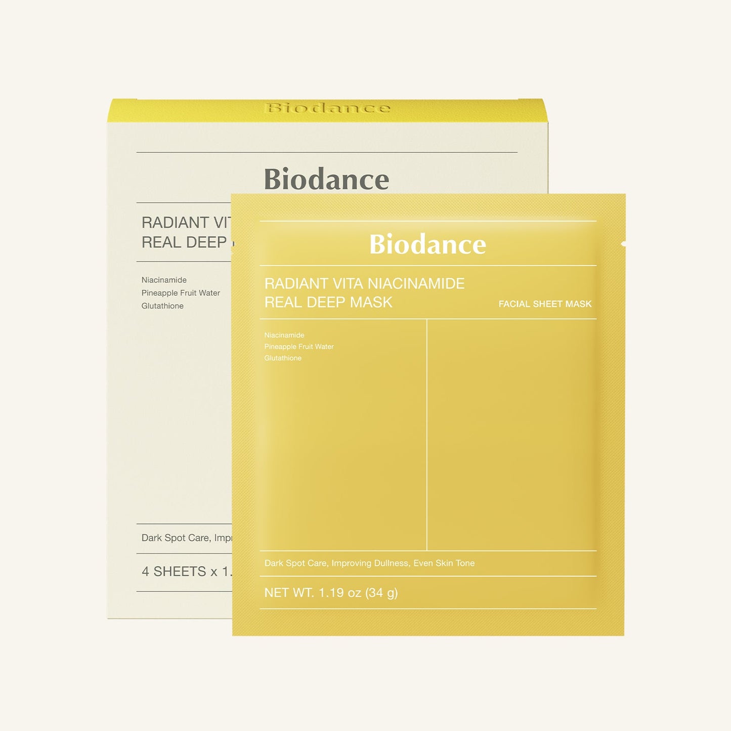 BIODANCE Radiant Vita Niacinamide Real Deep Mask 4ea